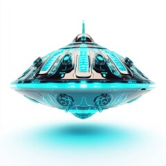 Futuristic ufo spaceship flying saucer concept art design alien technology illustration render 3d model