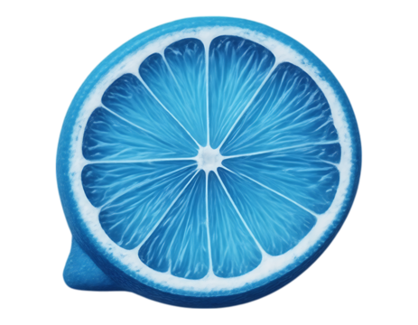 Blue citrus slice in speech bubble shape