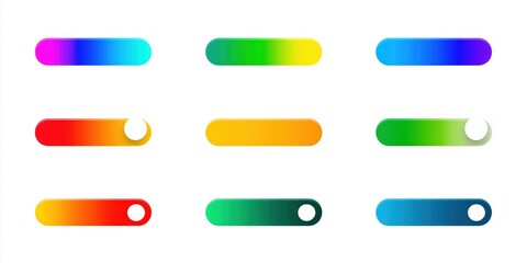 Obraz premium Loading animation icons in various shapes and colors, isolated white background.