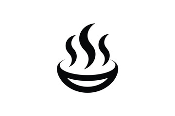 Steaming Bowl Silhouette Hot Food Soup or Beverage Icon