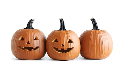 Three jack-o'-lanterns on a white background.
