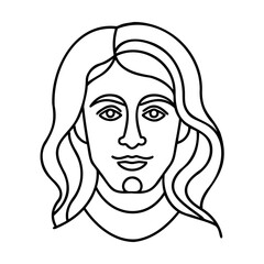Person face with wavy hair and smooth lines human portrait