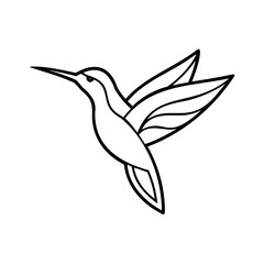 Naklejka premium Black outline hummingbird in flight flying wings