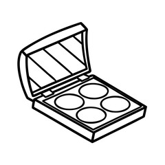 Open makeup palette with four circular pans cosmetic