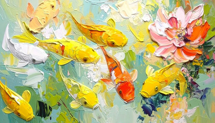 Fish in the Pond  Digital Painting Abstract Art