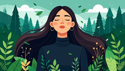 girl meditating on the wild