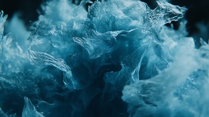 Intricate, abstract forms of a deep teal color.