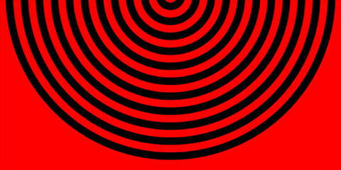Black red round abstract vortex hypnotic spiral wallpaper. Vector illustration optical illusion spiral anaglyph opt art illustration. Volute, spiral, concentric lines, circular, rotating background.