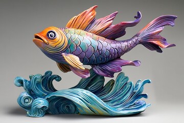 ceramic sculpture of fish in the water