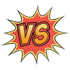 Comic book style vs logo isolated on transparent background