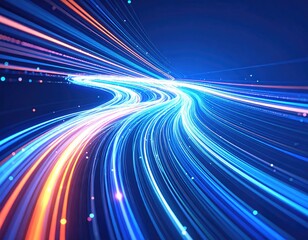 Abstract digital pathway with vibrant lines