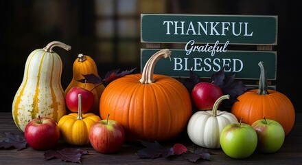 Thanksgiving: Autumn Harvest Abundance - Pumpkins, Apples & Gratitude