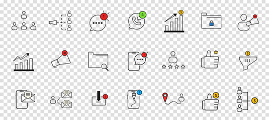 Marketing icons Vector set with business symbols