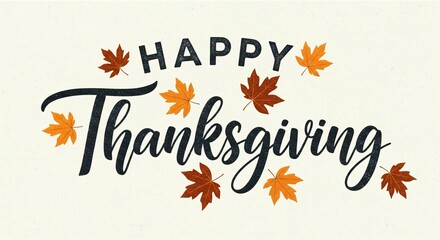 Happy Thanksgiving: Festive Autumn Leaves & Calligraphy Design