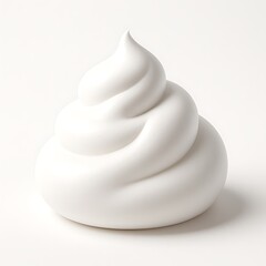 A swirl of whipped cream isolated on white background