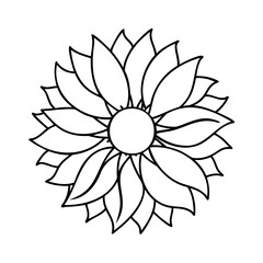 Black outline flower petals radiating from center white