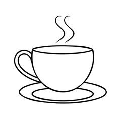 Steaming cup of coffee on saucer beverage