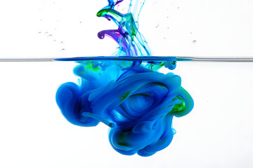 Blue and yellow paint splash with flowing liquid motion