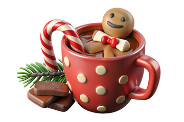 Holiday Mug with Gingerbread Man and Candy Cane – Festive Cocoa Delight for Seasonal Cheer