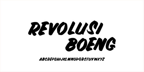 Brush Font. Hand Drawn Bold Typeface. Creative Uppercase Letters with Revolutionary Street Art Vibes. Classic Poster Graffiti Decorative Vector Typography for Modern and Vintage Design Concepts.