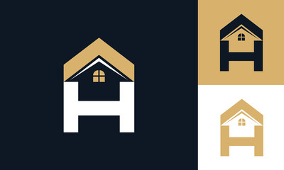 Letter H house monogram logo design