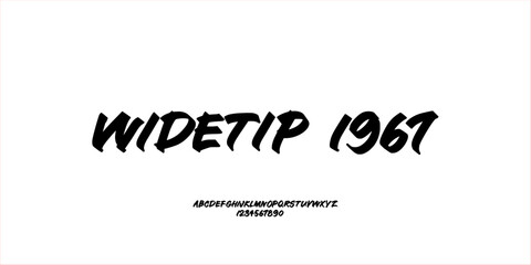 Urban Wide Marker Font. Bold Graffiti Typeface. Hand-Drawn Uppercase Letters and Numbers. Street Art Classic Creative Lettering Modern Decorative Vintage Vector Typography Illustration