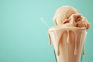 Melted ice cream dripping from a glass.