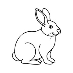Obraz premium Black and white rabbit outline bunny drawing