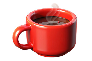 Red Ceramic Coffee Mug with Steam – Hot Beverage with Cozy Vibes and Morning Warmth