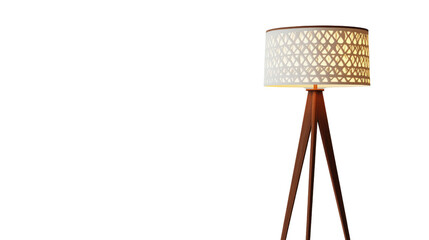 Mid-century modern floor lamp with geometric shade and sleek lines, background isolated on a Transparent background, PNG file.