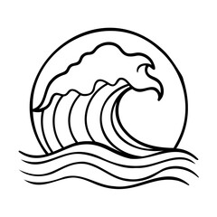 Curling ocean wave cresting water surf