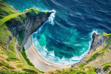aerial view of a tropical island