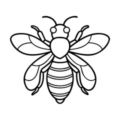 Stylized bee with wings and segmented body insect flying