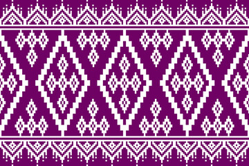 Geometric diamond pattern with ornate borders in white on a purple background