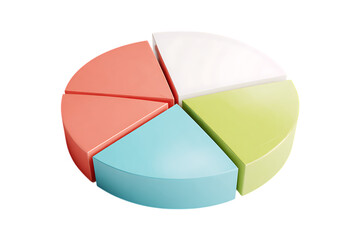 Fototapeta premium Colorful 3D pie chart showing data segments.