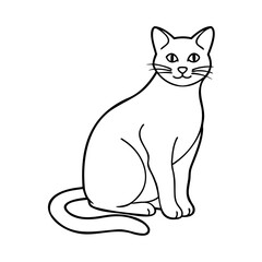 Black outline drawing of a sitting cat feline animal