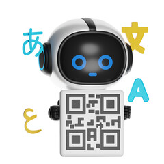 AI with QR Translation Code 3D Render