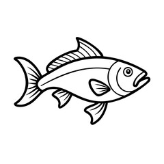Black and white fish illustration aquatic animal