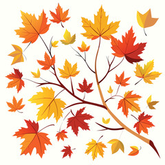 Fototapeta premium Autumn maple leaves form a colorful, seamless fall nature background with orange, red, and yellow foliage illustrations