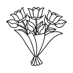 Elegant floral bouquet outline flowers petals