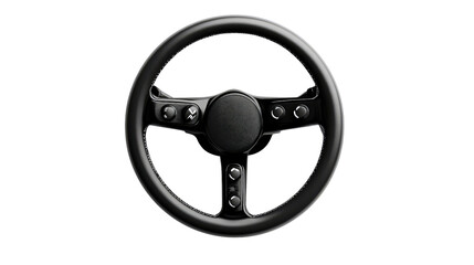 Minimalist steering wheel design with smooth surface background isolated on a Transparent background, PNG file.