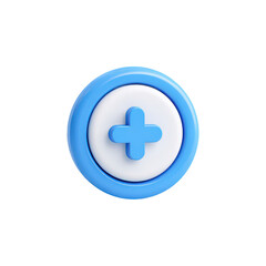 Fototapeta premium Light blue circle button with white plus sign