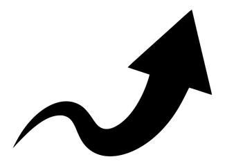 Curved upward arrow symbolizing growth. Transparent PNG version.