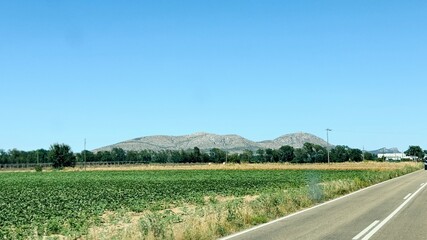 Road Leading to Montgrí Massif in Torroella de Montgrí, Catalonia, Spain.