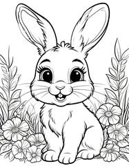 cute rabbit. childrens coloring book page.