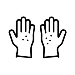 Obraz premium Gloves with dirt on hands in simplified black line art style 