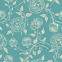 Elegant teal rose pattern