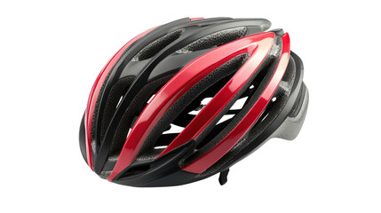 Modern cycling helmet with aerodynamic vents and straps, background isolated on a Transparent background, PNG file.