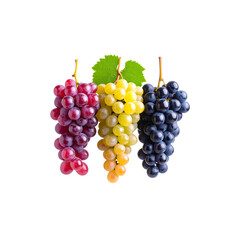 Fototapeta premium Bright red and green grapes bunch on white background