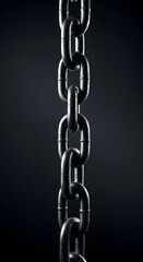Heavy-duty iron chain links centered on a black backdrop, perfect for security, restriction, or durability themes

